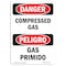 Signmission Safety Sign, OSHA Danger, 5" Height, Compressed Gas Bilingual Spanish OS-DS-D-35-VS-1076 - alternate 1